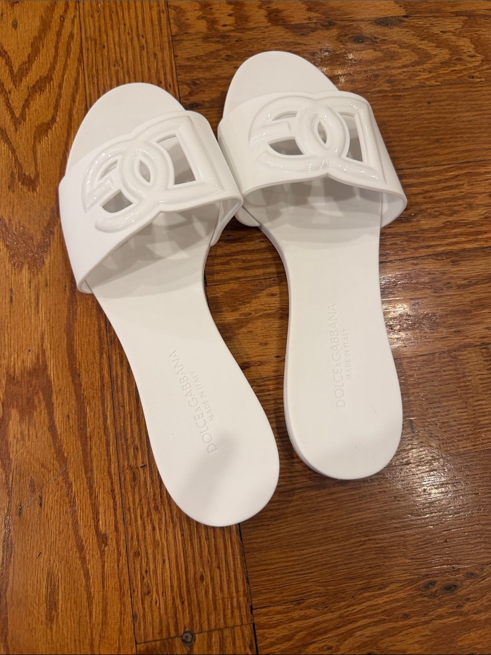 Size 39 & Gabbana White Logo Slide Sandals rubber no box - Picture 5 of 8